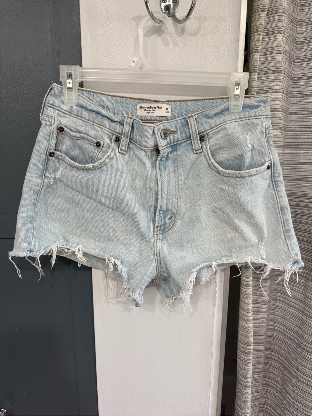 Abercrombie & Fitch Light Wash Distressed Denim Cutoff Shorts